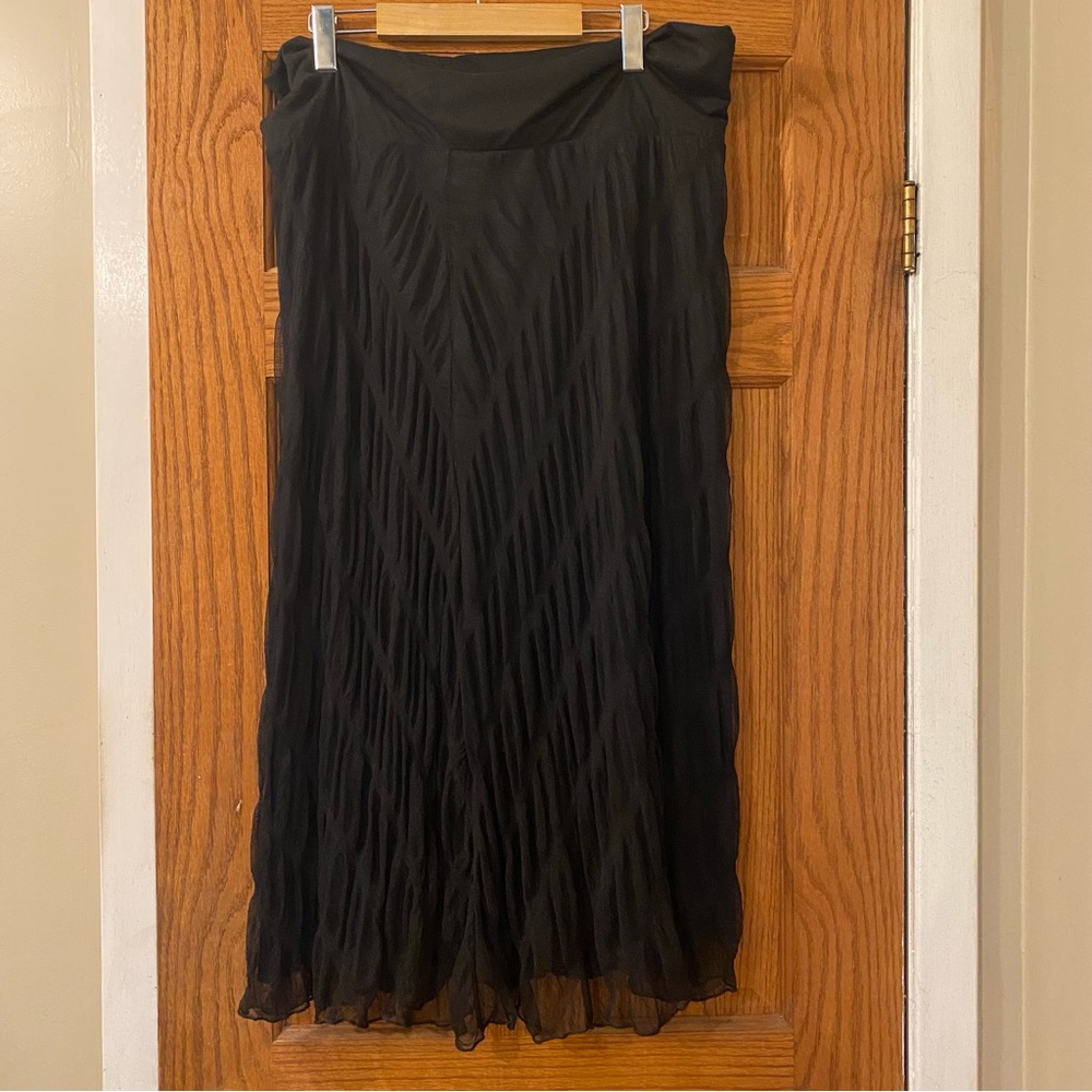 Christopher & Banks Size XL Black Maxi Skirt Sheer Outer Layer Stretchy Liner